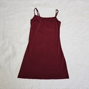 Simple Red Spaghetti Strap Slip Dress